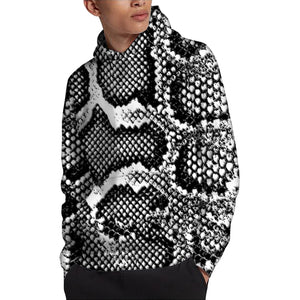 Black And White Snakeskin Print Pullover Hoodie