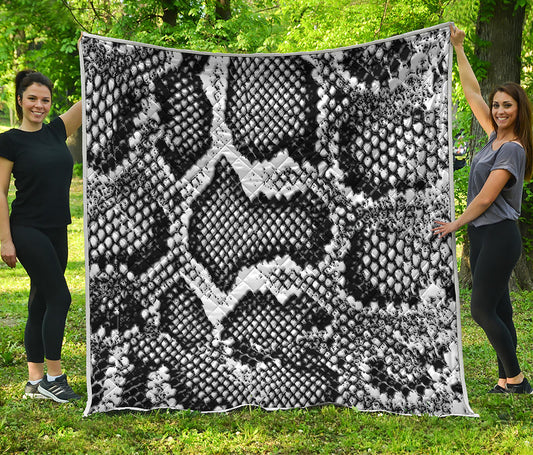 Black And White Snakeskin Print Quilt