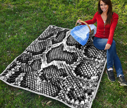 Black And White Snakeskin Print Quilt