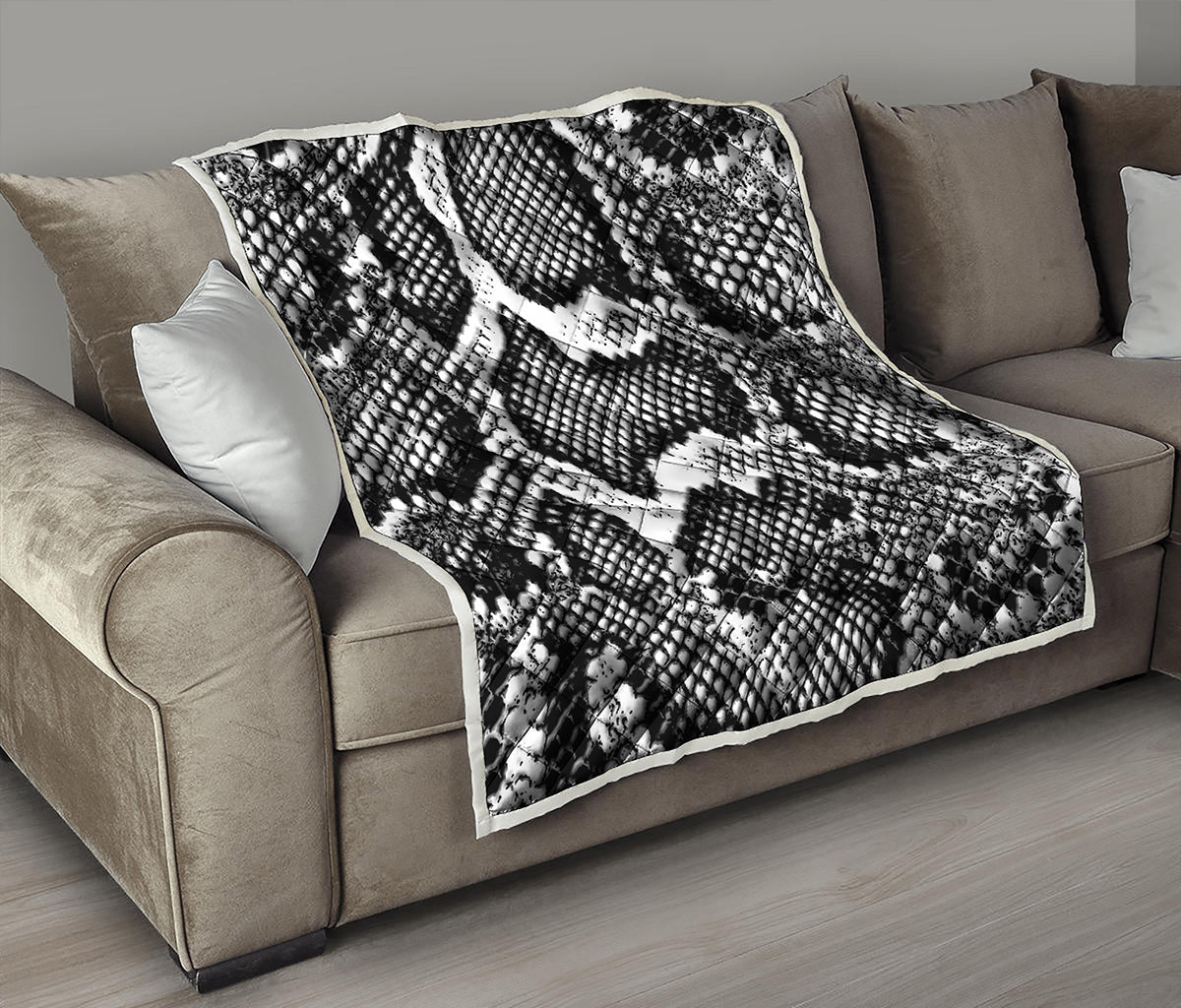 Black And White Snakeskin Print Quilt