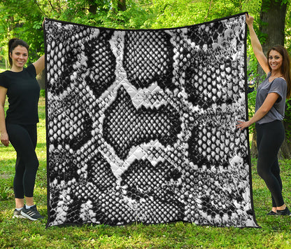 Black And White Snakeskin Print Quilt