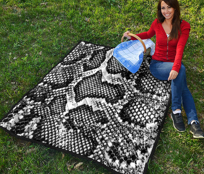 Black And White Snakeskin Print Quilt