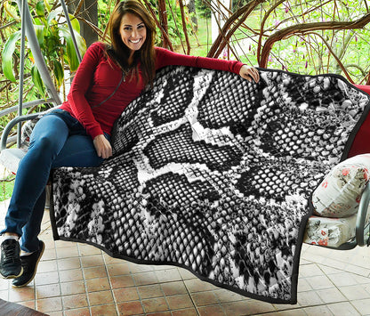 Black And White Snakeskin Print Quilt