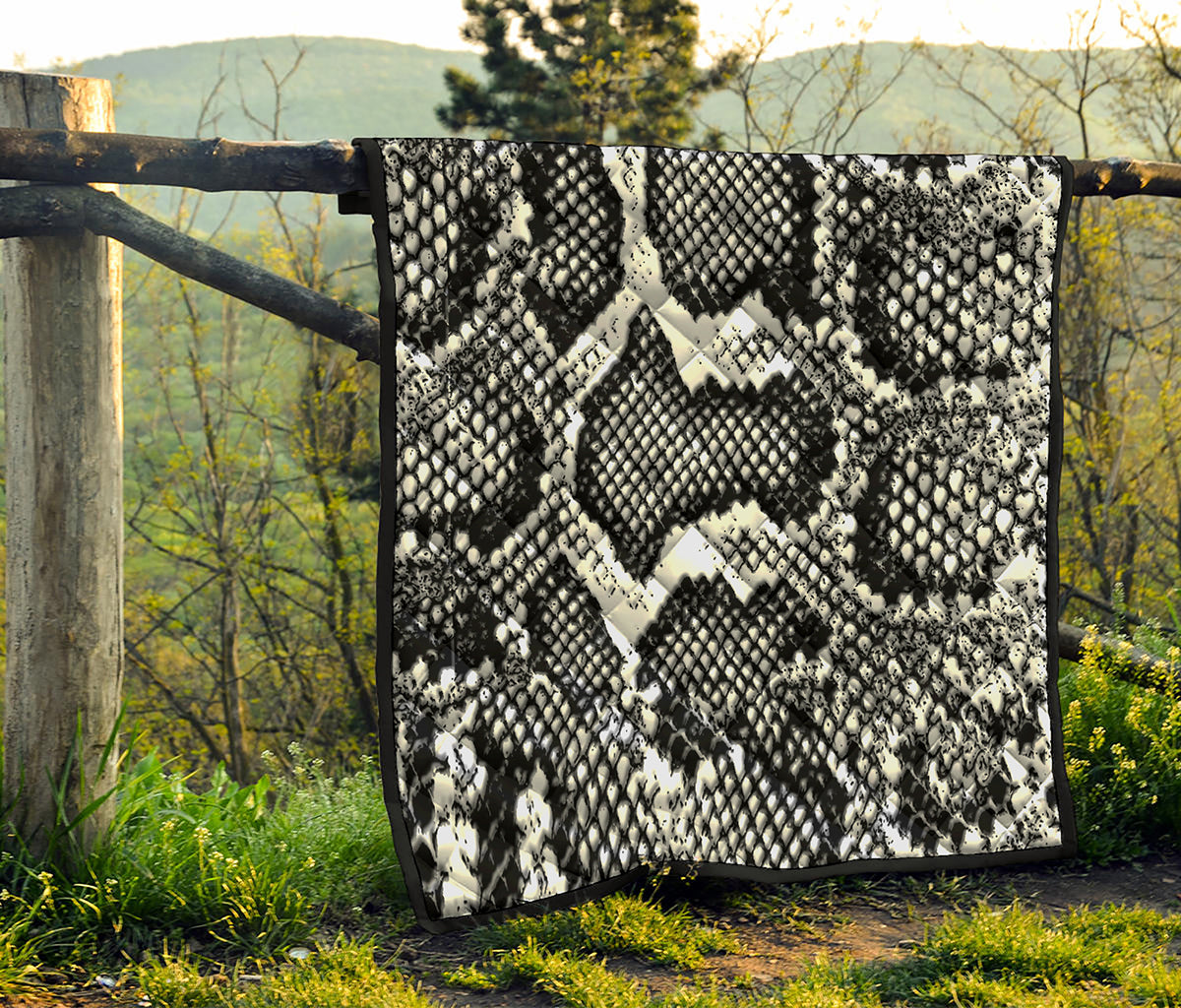 Black And White Snakeskin Print Quilt