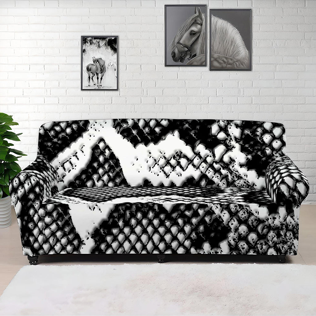Black And White Snakeskin Print Sofa Cover