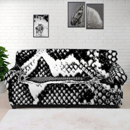 Black And White Snakeskin Print Sofa Cover