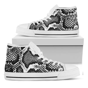 Black And White Snakeskin Print White High Top Shoes