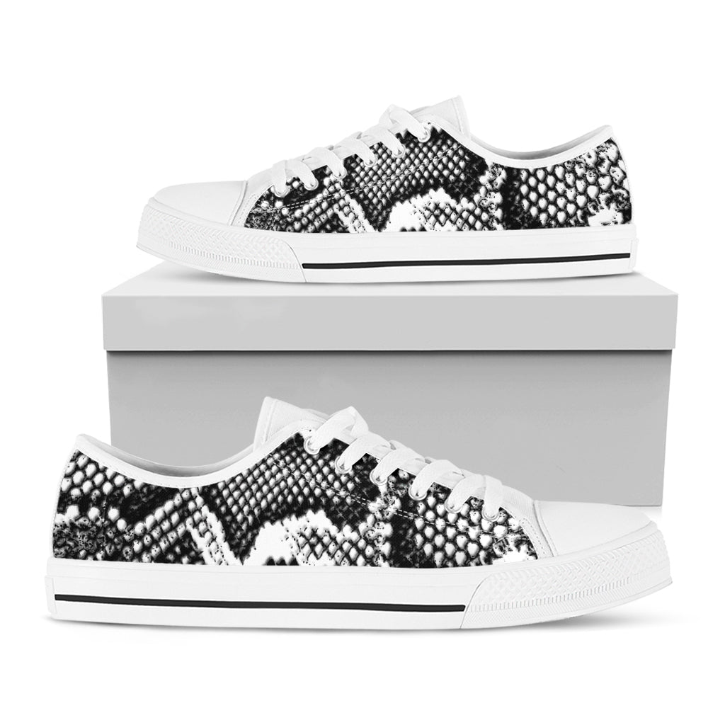 Black And White Snakeskin Print White Low Top Shoes