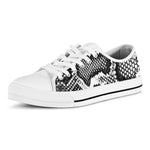 Black And White Snakeskin Print White Low Top Shoes