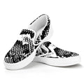 Black And White Snakeskin Print White Slip On Sneakers