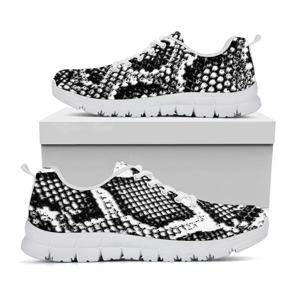 Black And White Snakeskin Print White Sneakers