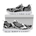 Black And White Snakeskin Print White Running Shoes