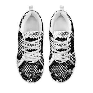 Black And White Snakeskin Print White Sneakers