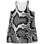 Black And White Snakeskin Print Women's Racerback Tank Top