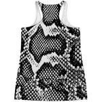 Black And White Snakeskin Print Women's Racerback Tank Top