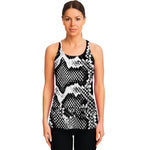 Black And White Snakeskin Print Women's Racerback Tank Top