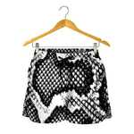 Black And White Snakeskin Print Women's Shorts