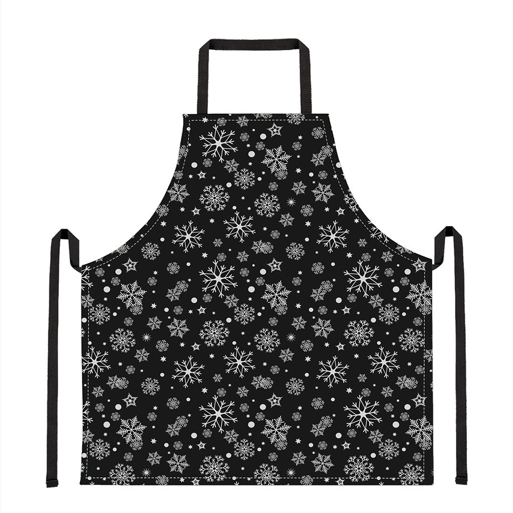 Black And White Snowflake Pattern Print Apron