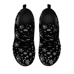 Black And White Snowflake Pattern Print Black Sneakers