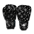 Black And White Snowflake Pattern Print Boxing Gloves