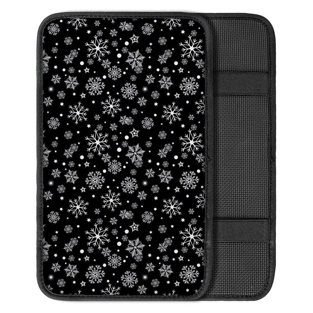 Black And White Snowflake Pattern Print Car Center Console Cover