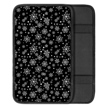 Black And White Snowflake Pattern Print Car Center Console Cover