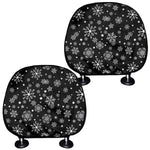 Black And White Snowflake Pattern Print Car Headrest Covers