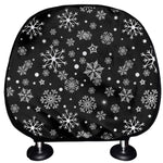 Black And White Snowflake Pattern Print Car Headrest Covers