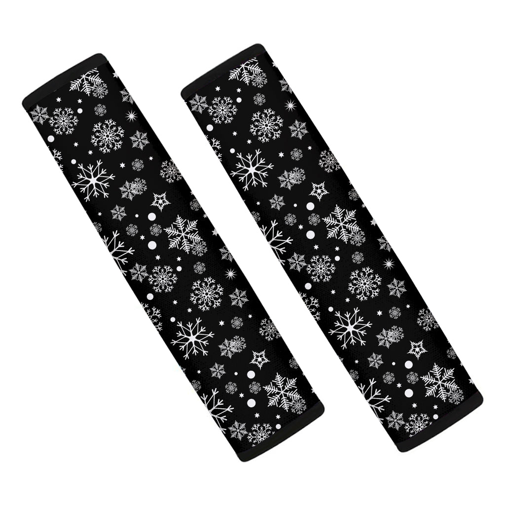 Black And White Snowflake Pattern Print Car Seat Belt Covers