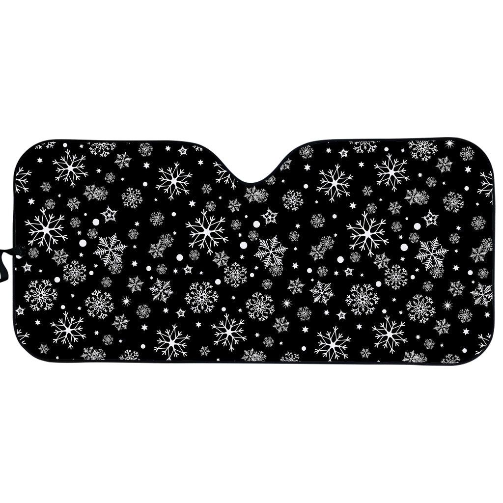 Black And White Snowflake Pattern Print Car Sun Shade