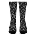 Black And White Snowflake Pattern Print Crew Socks