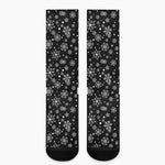 Black And White Snowflake Pattern Print Crew Socks