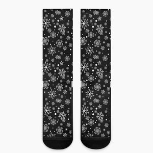 Black And White Snowflake Pattern Print Crew Socks