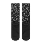 Black And White Snowflake Pattern Print Crew Socks