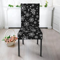Black And White Snowflake Pattern Print Dining Chair Slipcover