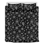 Black And White Snowflake Pattern Print Duvet Cover Bedding Set