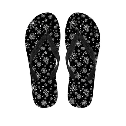 Black And White Snowflake Pattern Print Flip Flops