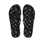 Black And White Snowflake Pattern Print Flip Flops