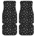 Black And White Snowflake Pattern Print Front and Back Car Floor Mats