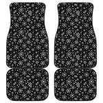 Black And White Snowflake Pattern Print Front and Back Car Floor Mats