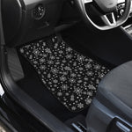 Black And White Snowflake Pattern Print Front and Back Car Floor Mats