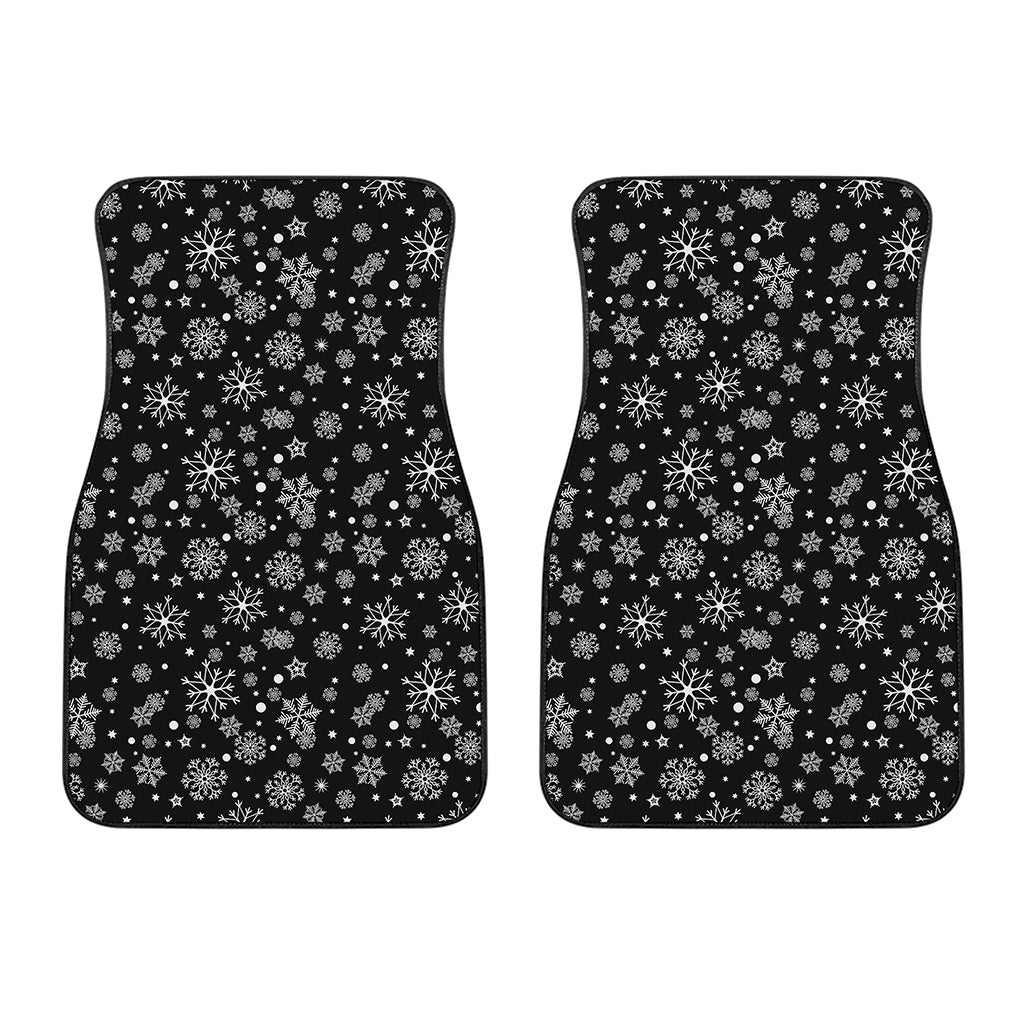 Black And White Snowflake Pattern Print Front Car Floor Mats