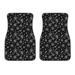 Black And White Snowflake Pattern Print Front Car Floor Mats