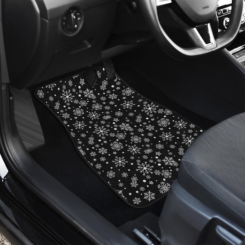 Black And White Snowflake Pattern Print Front Car Floor Mats