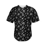 Black And White Snowflake Pattern Print Men's Baseball Jersey