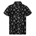 Black And White Snowflake Pattern Print Men's Short Sleeve Shirt
