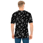 Black And White Snowflake Pattern Print Men's T-Shirt
