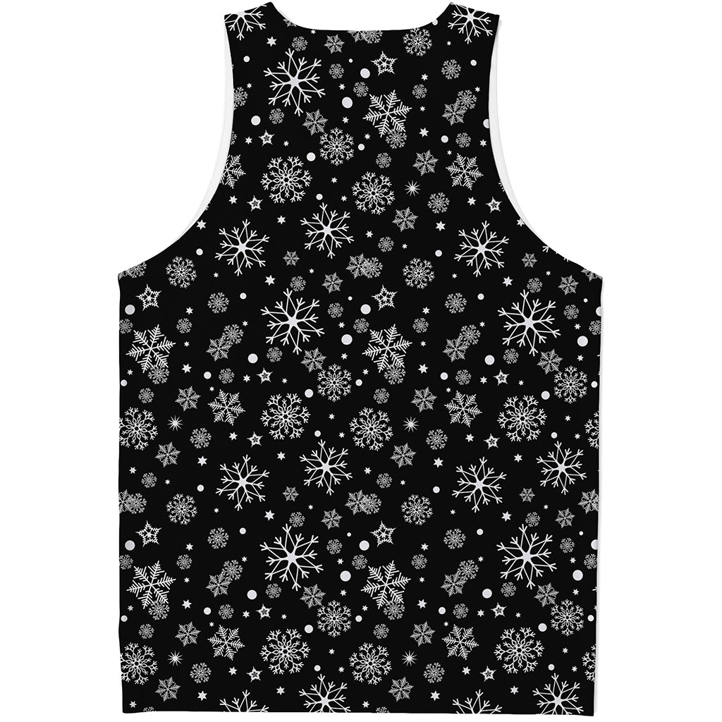 Black And White Snowflake Pattern Print Men's Tank Top