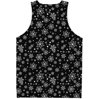 Black And White Snowflake Pattern Print Men's Tank Top