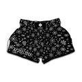 Black And White Snowflake Pattern Print Muay Thai Boxing Shorts